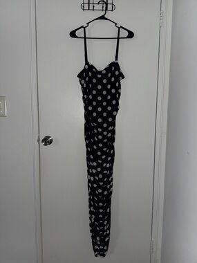 Black Polka Dot Spaghetti Strap Maxi Dress